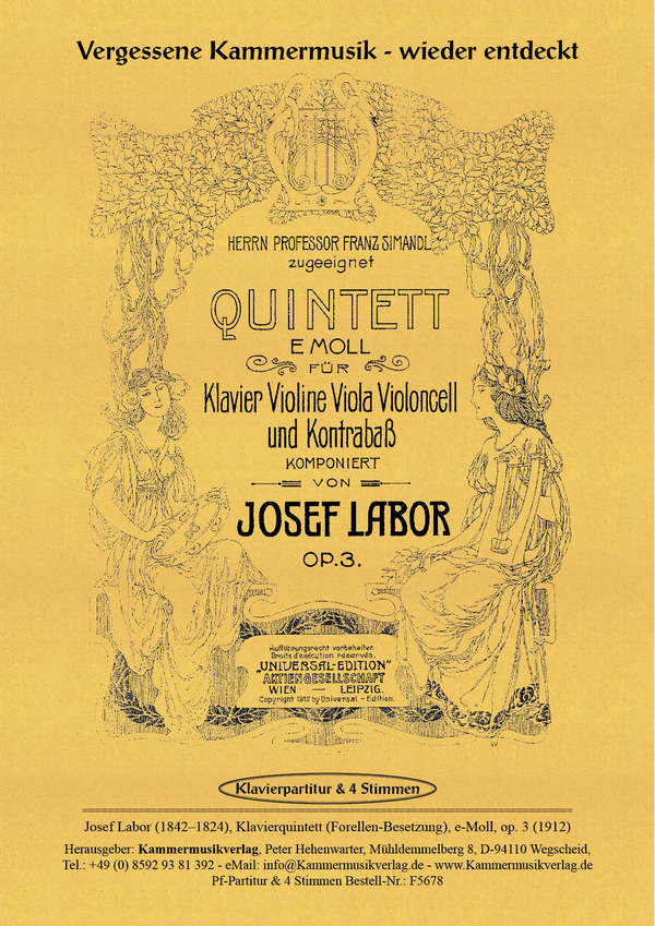 Quintett e-Moll op.3  für Klavier, Violine, Viola, Violoncello und Kontrabass  Stimmen