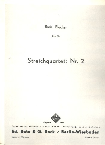 Quartett Nr.2 op.16  für Streichquartett  Stimmen