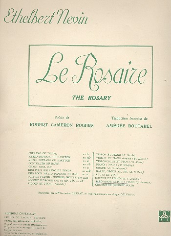Le rosaire pour  saxophone alto et piano  the rosary