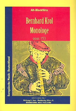 Monologe op.153 für  Altblockflöte solo  