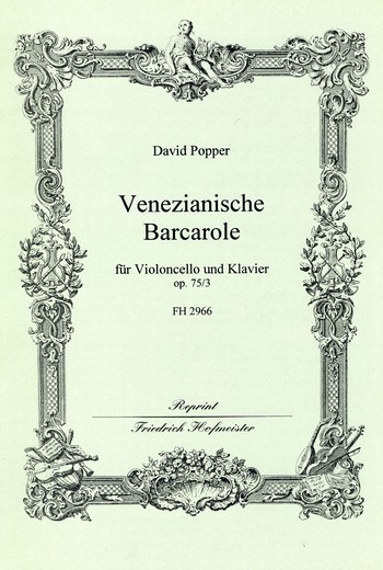 Venezianische Barcarole op.75,3  für Violoncello und Klavier  