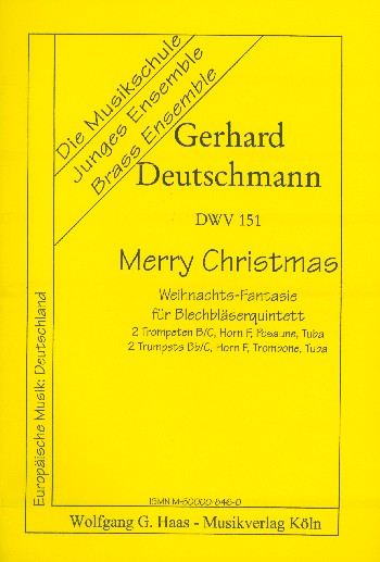 Merry christmas DWV151  für 2 Trompeten B/C, Horn (F), Posaune und Tuba  Partitur und Stimmen