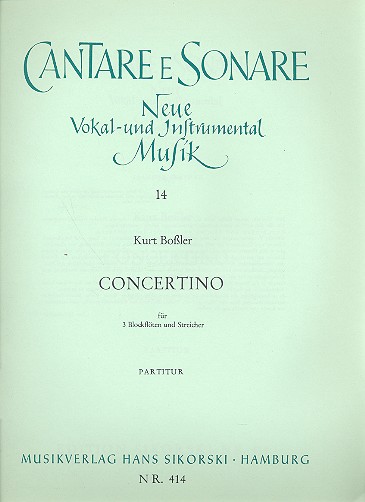 Concertino   für 3 Blockflöten (SSA) und Streicher  Partitur