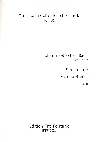 Fuge BWV895 und Sarabande BWV812  für 4 Blockflöten (SATB)  Partitur und Stimmen