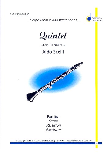 Quintett  für 4 Klarinetten und Bassklarinette  Partitur und Stimmen