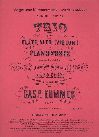 Trio C-Dur op.75  für Flöte, Viola (Violine) und Klavier  Stimmen